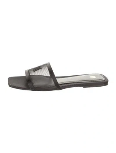 Pre-owned Totême Leather Colorblock Pattern Slides In Gray