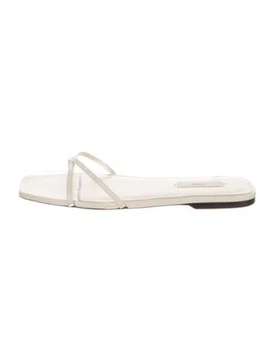 Pre-owned Totême Leather Colorblock Pattern Slides In Neutral