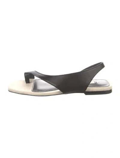 Pre-owned Totême Leather Colorblock Pattern Slingback Sandals In Black