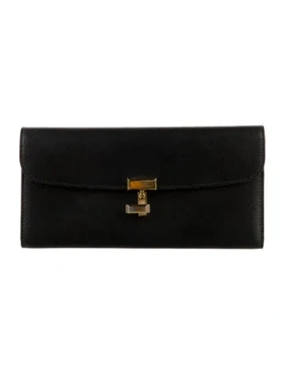 Pre-owned Totême Leather Continental Wallet In Black