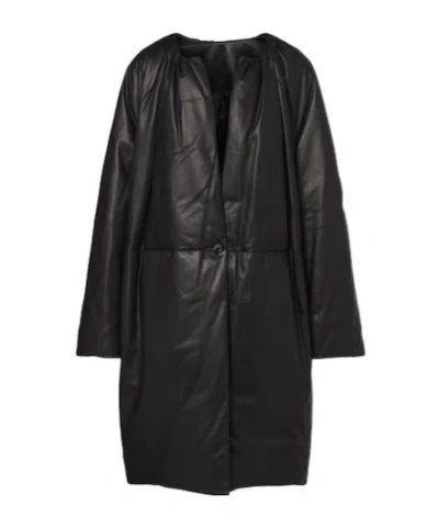Totême Leather Down Coat In Black