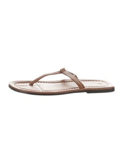 Pre-owned Totême Leather Flip Flops In Brown