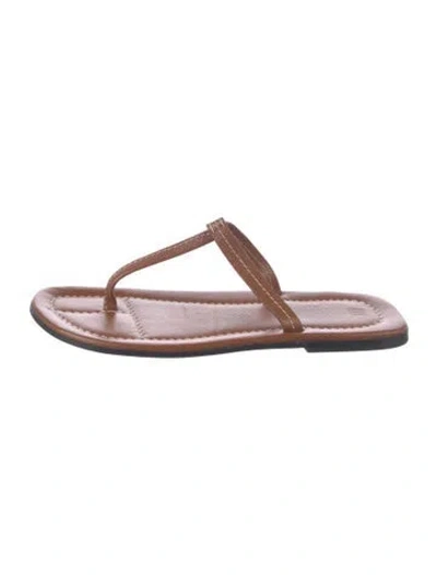 Pre-owned Totême Leather Flip Flops In Brown
