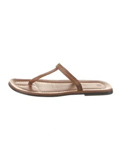 Pre-owned Totême Leather Flip Flops In Brown