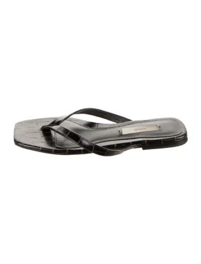 Pre-owned Totême Leather Flip Flops In Gray