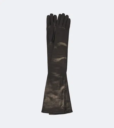 Totême Leather Gloves In Black