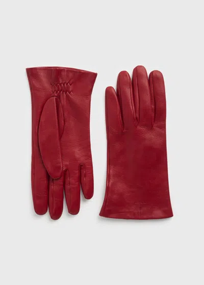 Totême Leather Gloves Red In Gray