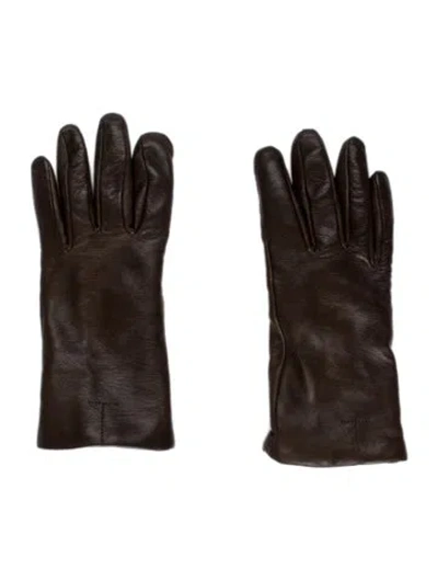 Pre-owned Totême Leather Gloves  W/tags In Brown