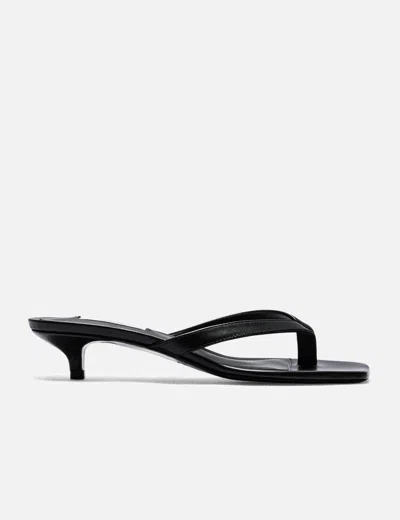Totême Leather Heeled Flip Flops In Black