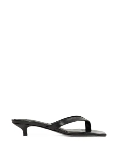 Totême Leather Heeled Flip Flops Black