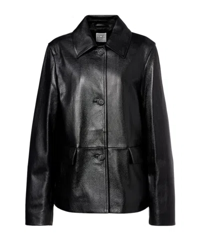 Totême Leather Jacket In Black