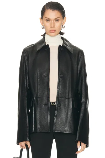 Totême Leather Jacket In Black