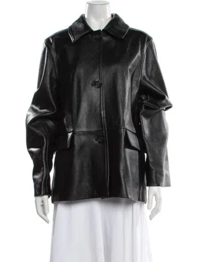 Pre-owned Totême Leather Jacket In Black