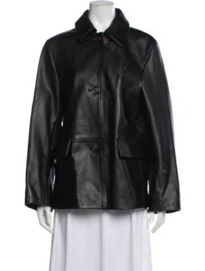 Pre-owned Totême Leather Jacket In Black