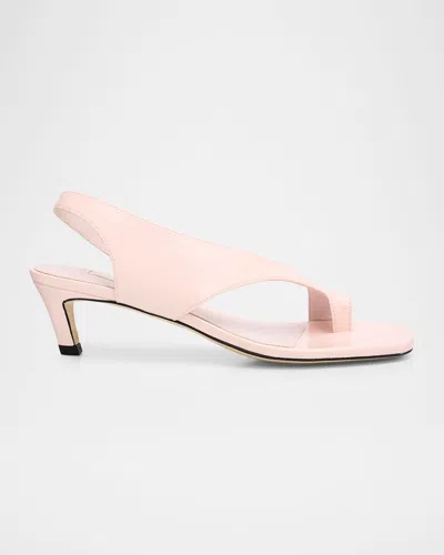 Totême Leather Kitten-heel Thong Sandals In Pink