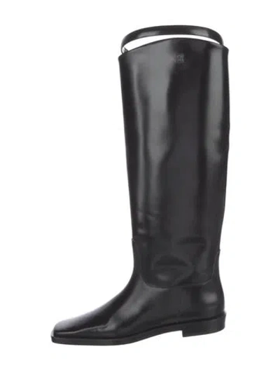 Pre-owned Totême Leather Leather Trim Embellishment Riding Boots In Black