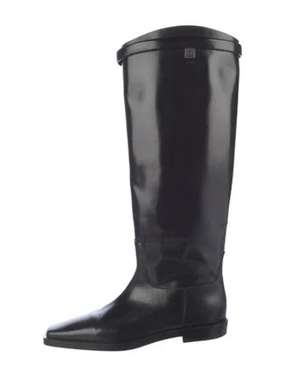 Pre-owned Totême Leather Leather Trim Embellishment Riding Boots In Black