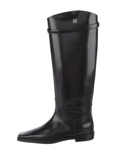 Pre-owned Totême Leather Leather Trim Embellishment Riding Boots In Black