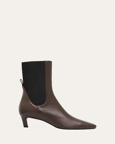 Totême Leather Mid-heel Ankle Boots In Brown