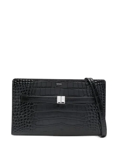 Totême Leather Mini Crossbody Bag In Black