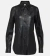 Totême Leather Overshirt In Black
