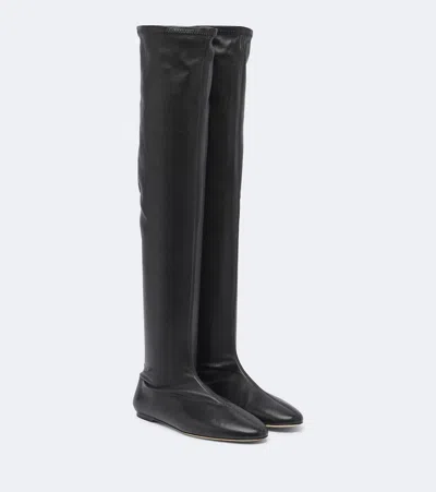 Totême Leather Over-the-knee Boots In Black