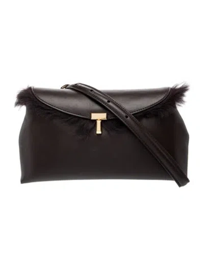 Pre-owned Totême Leather Shearling T-lock In Black