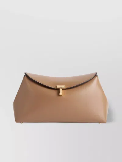 Totême Leather Shoulder Bag T-lock Detail In Neutral