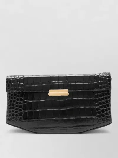 Totême Leather Shoulder Clutch Bag Gold Hardware In Black