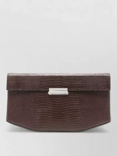 Totême Leather Shoulder Clutch Bag Lizard Effect In Brown