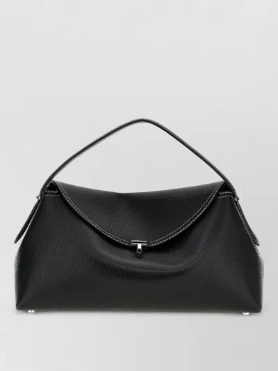 Totême Leather Shoulder Tote Bag In Black