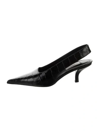 Pre-owned Totême Leather Slingback Pumps In Black