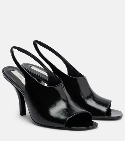Totême Glossed-leather Slingback Sandals In Black