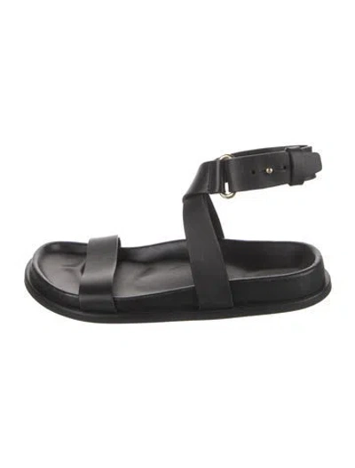 Pre-owned Totême Leather Slingback Sandals In Black