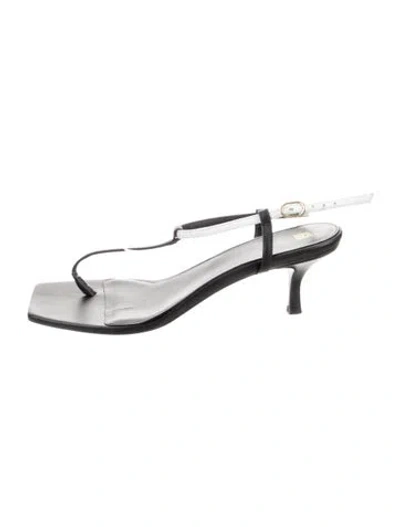 Pre-owned Totême Leather Slingback Sandals In Black