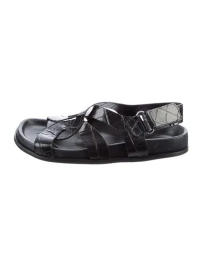 Pre-owned Totême Leather Slingback Sandals In Black