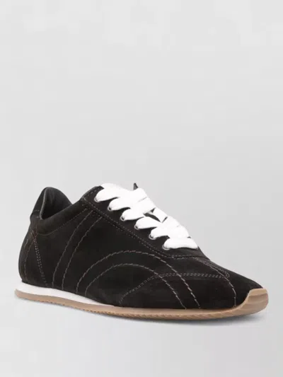 Totême Leather Sneakers Contrast Stitching Low Top Rubber In Black