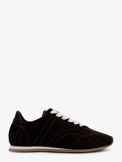 Totême Leather Sneakers Contrast Stitching Low Top Rubber In Black