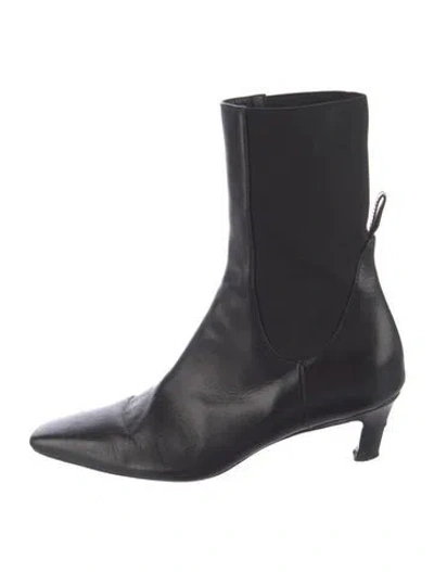 Pre-owned Totême Leather Sock Boots In Black