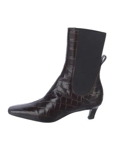 Pre-owned Totême Leather Sock Boots In Brown