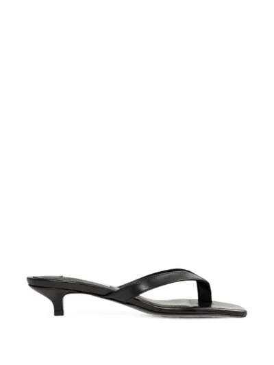 Totême Leather Square-toe Sandals In Black