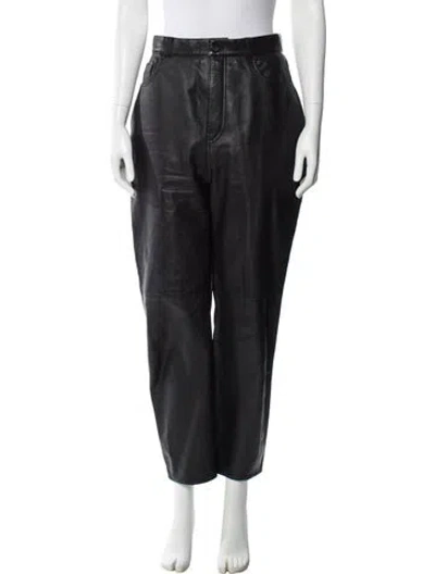 Pre-owned Totême Leather Straight Leg Pants In Black