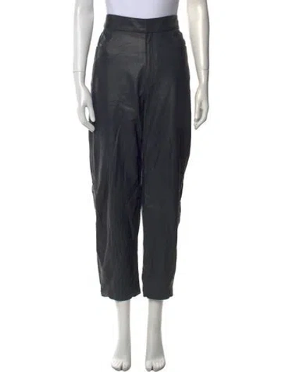 Pre-owned Totême Leather Straight Leg Pants In Gray