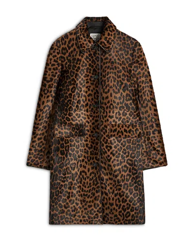 Totême Leather Textured Coat In Leopard