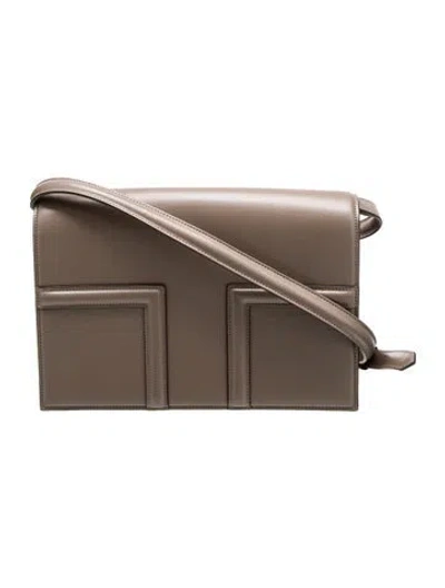 Pre-owned Totême Leather T-flap In Gray