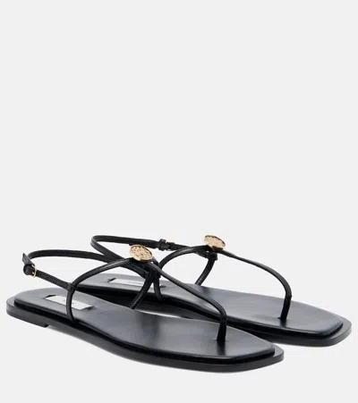 Totême Leather T Strap Sandals Slingback Design In Black
