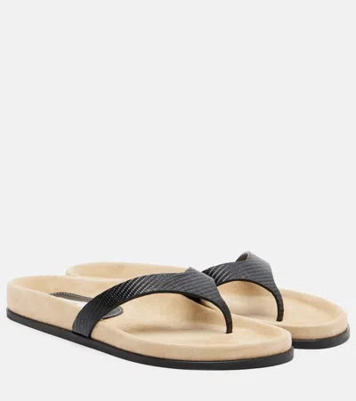 Totême Leather Thong Sandals In Black