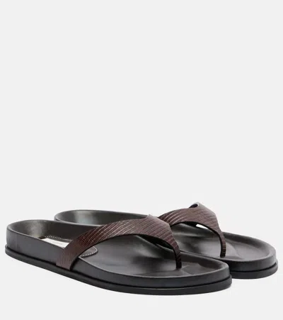 Totême Leather Thong Sandals In Brown