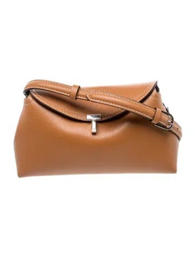 Pre-owned Totême Leather T-lock Clutch In Brown