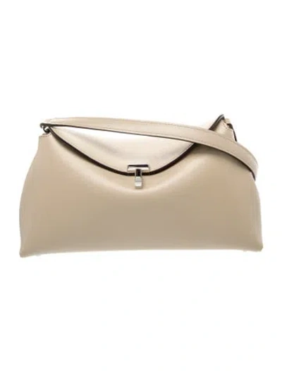 Pre-owned Totême Leather T-lock Clutch In Neutral